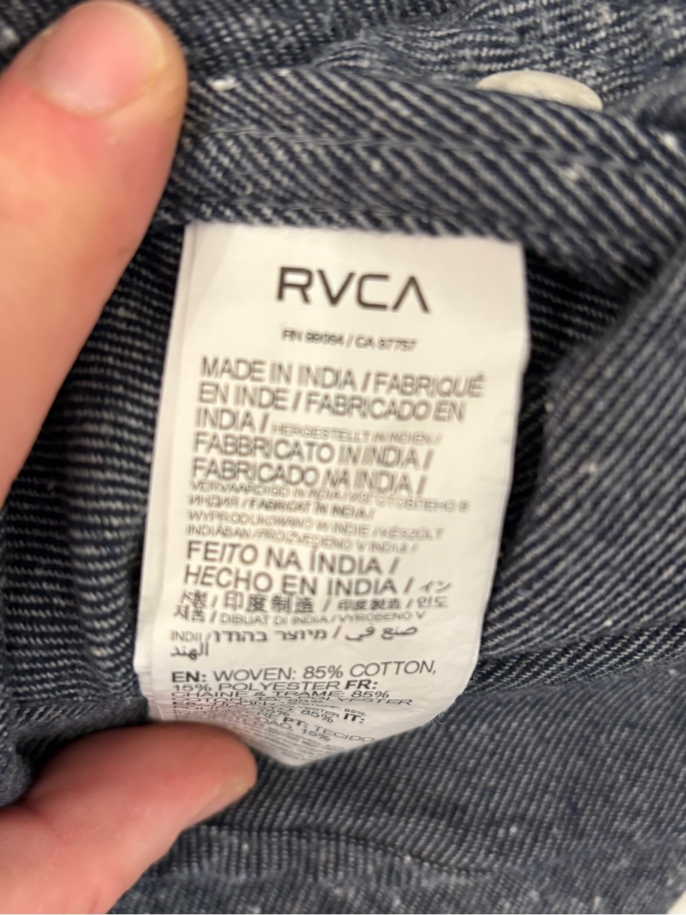 RVCA Men's Speckled Navy Button-Down Shirt Size Medium - Picture 5 of 6